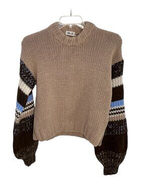 Baum und Pferdgarten Colorblock Chunky Knit Sweater in Taupe Multi NWT - Size XS